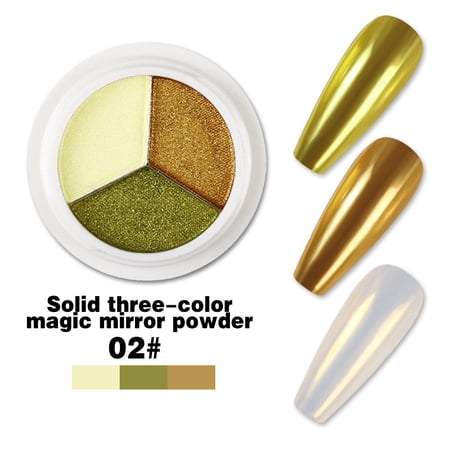 Huiniadese Nail Powder A Box Of Three Color Metal Mirror Pigment Powder Super Bright Non Flying Powder Nail Decoration Salon DIY 0.6g