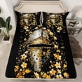 thumbnail image 2 of Homewish Floral Soldier Helmet Twin Sheet Sets 3pcs for Female Men Women,Retro Medieval Knight Twin Fitted Sheet Microfiber,Vintage Rustic Flowers Breathable Flat Sheet,Ultra Soft Home Decor, 2 of 7