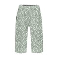 thumbnail image 4 of Bermuda Shorts for Women Knee Length Cotton Linen Wide Leg Summer Shorts High Waisted Loose Fit Casual Trousers Green M, 4 of 5