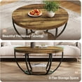 thumbnail image 3 of AEGFKD Round Coffee Table, 31.7" Wooden 2-Tier Circle Coffee Table with Storage Shelves, Modern Accent Cocktail Table Center Table for Living Room, Rustic Brown, 3 of 9