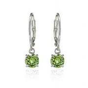 DESIGNS BY FMC Sterling Silver Light Green 6mm Round Dangle Leverback Earrings Made with Swarovski Crystals