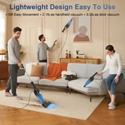 Emossie Corded Stick Vacuum Cleaners, 25KPa Lightweight Handheld Multi-Surface 3-in-1 Small Vacuum Cleaners, 1000W Motor Household Vacuum for Home Hardwood Floor Carpet Car Pet Hair, Black, BR602