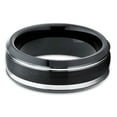 thumbnail image 2 of 8mm Black Brushed Tungsten Carbide Ring Unique Silver Edged Wedding Band (6), 2 of 3