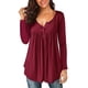 thumbnail image 1 of Túnica de mujer Tops Otoño Invierno Manga Larga Suelta Cuello en V Botones Hasta Flowy Plisado Jersey Henley Camisas Blusa Camiseta, 1 of 2