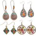 thumbnail image 1 of 4 Pairs Boho Vintage Drop Earrings Vintage Rhinestone Earrings Boho Drop Earring, 1 of 3