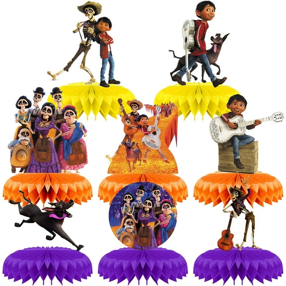 8Pcs Animation Birthday Party Honeycomb Table Centerpiece Cartoon Happy Birthday Party Decorations for Girls boys Birthday Photo Props