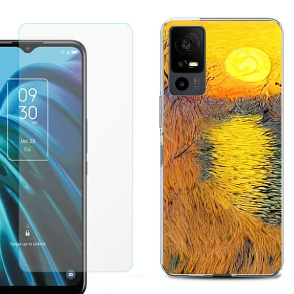 OneToughShield ® for TCL 40 XE 5G Shockproof Fashion Phone Case, with Tempered Glass Screen Protector - Sunset