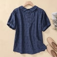 thumbnail image 2 of AherBiu Cute Tops for Women Short Sleeve Eyelet Lapel Half Button Boho Beach Wear Cute Shirts Blouse, 2 of 5