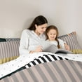 thumbnail image 5 of jejeloiu Retro Stripes Pattern Queen Comforter Set,Abstract Geometric Bedding Sets,Brown Yellow Line Bedding Comforter Set For Kids,Microfiber Bedroom Decor Reversible,3-Piece, 5 of 8