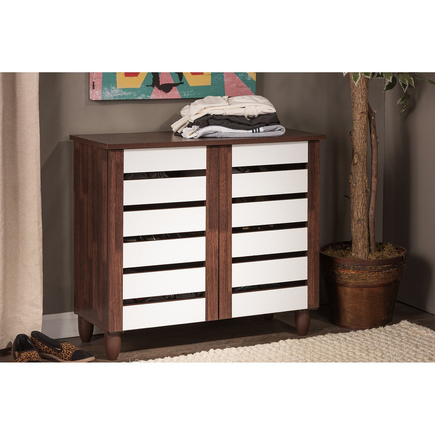 Baxton Studio Gisela 2 Door Shoe Cabinet Walmart Com