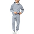 thumbnail image 2 of Mooqilaa Boys Athletic Outfit Sets Size 10-12, 2 Piece Fleece-lined Casual Long Sleeve Boys' Activewear Clothing Sets Gray, 2 of 6