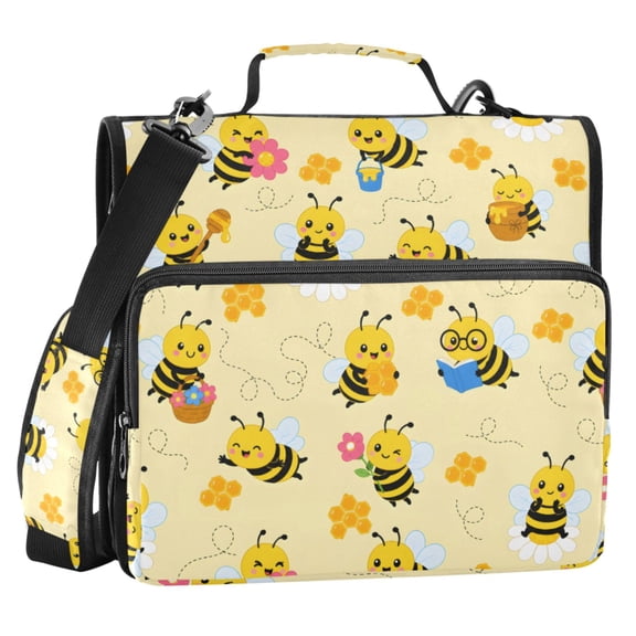 ALAZA Zipper Binder Funny Bees Cute 2 in 3 Ring Trapper Keeper 500 Sheet Capacity File Folder Organizer Bag
