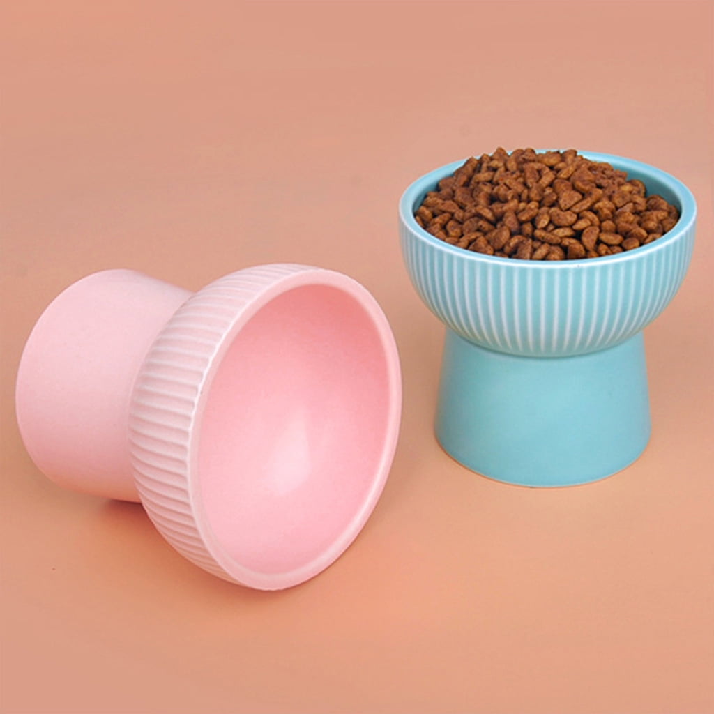 Ceramic Raised Elevated Bowl Pet Cats Dogs Food Water Dish Stress Porcelain Feeding Dispenser Container