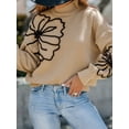 thumbnail image 2 of CUPSHE Women's Floral Embroidery Turtleneck Long Sleeve Sweater, Sizes S-XL, 2 of 7