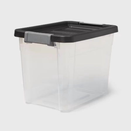 30qt Heavy Duty Latching Clear Storage Box -  Stackable Plastic Bin with Lid, Universal Utility Storage