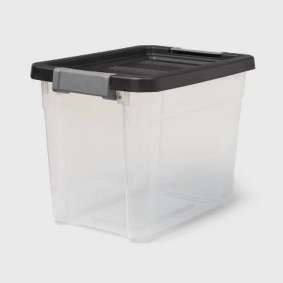 30qt Heavy Duty Latching Clear Storage Box -  Stackable Plastic Bin with Lid, Universal Utility Storage