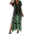 thumbnail image 2 of Jusqu'à 65 % de Rabais! Robes d'Été Mode pour Femmes 2024 Grande Taille Manches Courtes Fente Col Rond Robe Décontractée à Imprimé, 2 of 6
