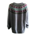 thumbnail image 5 of Women's Casual Pullover Sweaters Print Long Sleeve Crew Neck Knitted Sweatshirts Casual Oversized Pullover Tops (Gray L), 5 of 5