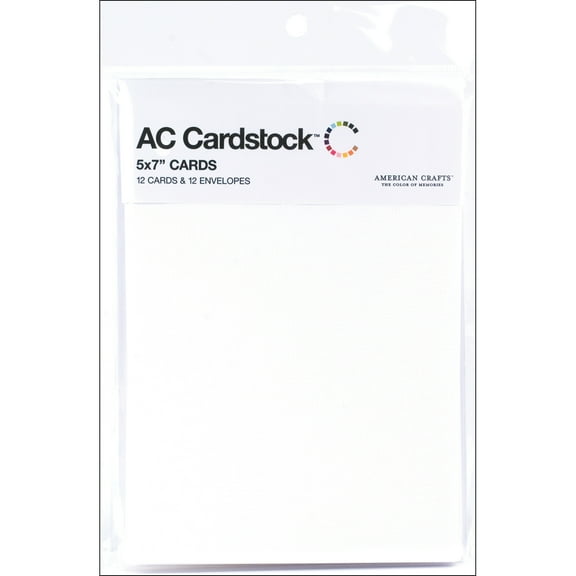 American Crafts A7 Cards W/Envelopes (5.25"X7.25") 12/Pkg-White