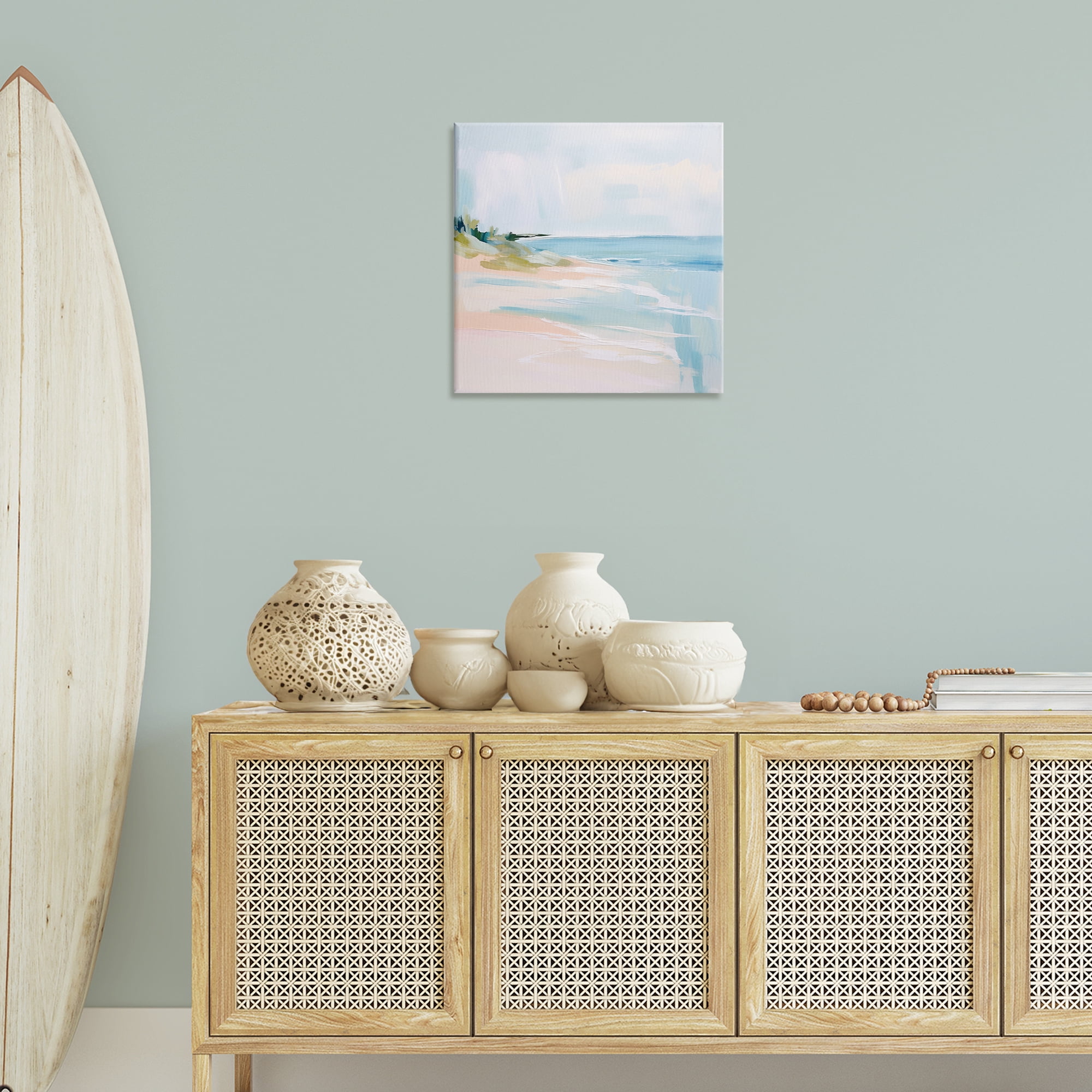 Stupell Industries Abstract Beach Edge Abstract Painting Wrapped Canvas Art Print Wall Art, 24 x 24