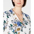 thumbnail image 3 of Charter Club Women's Floral Print V Neck Top White Size Small, 3 of 3