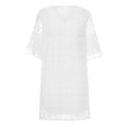 thumbnail image 2 of Txlixc, vestido de manga corta con volantes para mujer, doble capa, Color sólido, cuello en V, informal, verano, línea A, vestido de gasa para fiesta Txlixc Estilo de ocio, 2 of 9