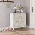 thumbnail image 6 of CBJCBJ 32" Rustic Accent Cabinet, 4 Gold Floral Doors, Vintage Sideboard with Shelves, Wood Entryway Cabinet for Living, White, 6 of 8