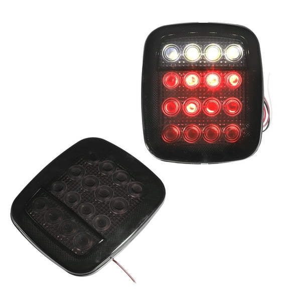 Unique Bargains 1 Pair LED Bar Tail Lights Square Brake Taillights Lamp Red White LED for Jeep Wrangler TJ YJ CJ-5 Black