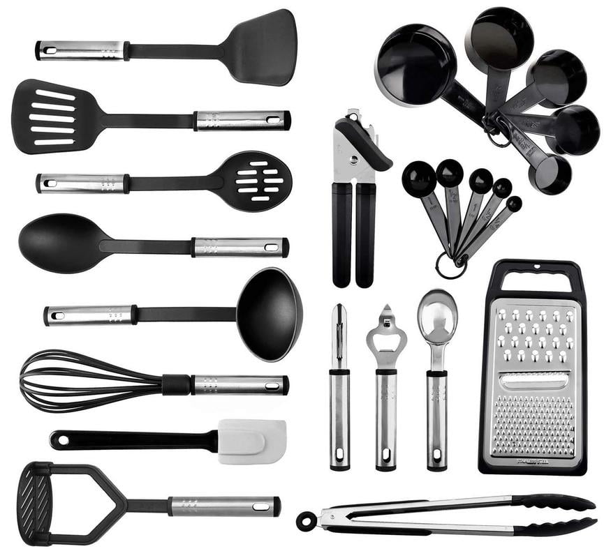 24 Nylon Stainless Steel Cooking Supplies Kitchen Utensils Set New