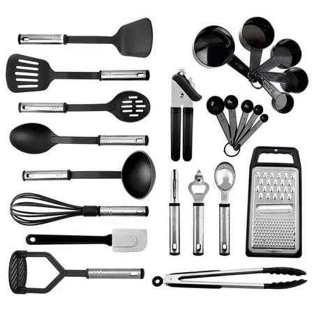 24 Nylon Stainless Steel Cooking Supplies Kitchen Utensils set New Chef's Kitchen Gadget Tools Collection Non-Stick and Heat Resistant Cookware (Best New Gadgets Of 2019)