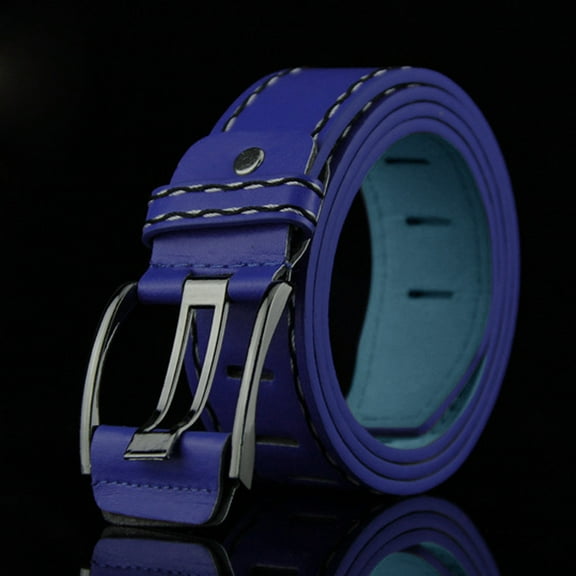 IDALL Mens Belt Western Belts Fashion Mens Leather Smooth Girdle Buckle Waistband Waistband Leisure Belt Strap Wide Belts Clearance Blue One Size