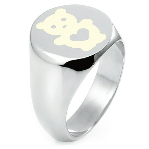 Sterling Silver Teddy Bear Love Engraved Round Flat Top Polished Ring