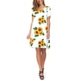 thumbnail image 4 of Outfmvch Fall Dresses Womens Dresses White Dress Women Summer Short Sleeve Sunflower Printed Pockets Sundress Casual Swing Dress Womens Dresses White L, 4 of 8