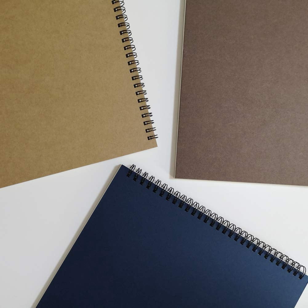 Spiral Notebook/spiral Journal Lined  B5 Hard Cover Wire Bound Notebook Ruled 70 Sheets (140 Pages) 10.5" X 7.3" 3 Notebooks Per Pack Dark Brown/blue/brown