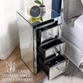 thumbnail image 4 of Tabaray Mirrored Nightstand, Mirrored Side Table with 3 Drawers Small Silver Night Stand for Bedroom Bedside Table with Storage, Mini Sized, 4 of 9