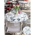 thumbnail image 5 of Outdoor Tablecloth with Umbrella Hole for Patio/Picnic/Party/Camping, Blue Botanical Waterproof Table Cloth Round Cover Washable, Watercolor Spring Floral Summer Leaf (Dia 54"), 5 of 8