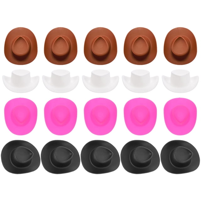 KAKOWELY 40 piezas de plástico mini sombrero de vaquera de vaquero en miniatura lindo sombrero de decoración para tartas de fiesta