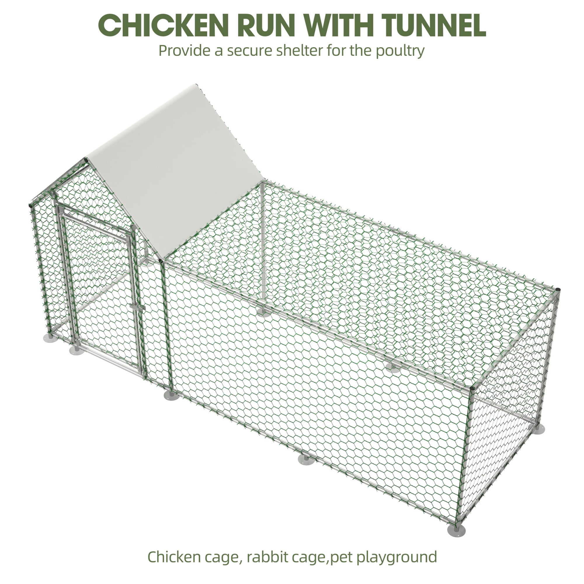 Aukfa 10x3FT Metal Chicken Coop with Run, Outdoor Backyard Hen House Poultry Habitat Cage w/Cover