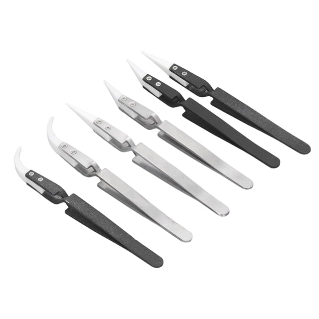 Pinzas inversas de precisión, juego de pinzas con puntas curvas puntiagudas y soldadura antimagnética de 6 piezas Pinzas resistentes al calor Rendimiento inigualable