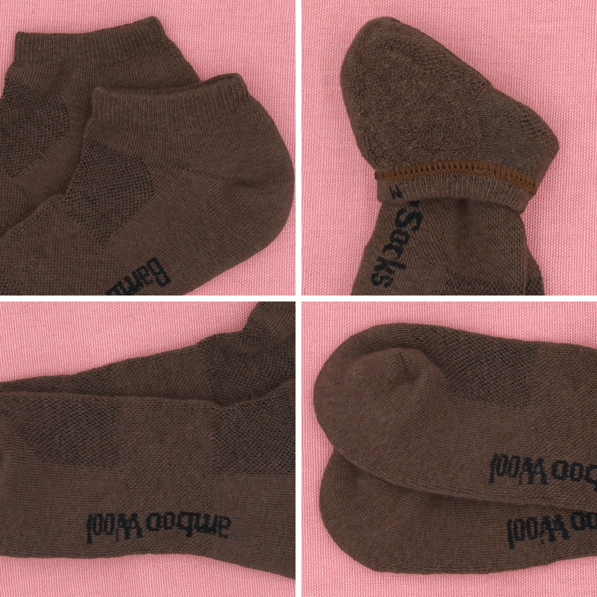 BambooMN Unisex Men and Women's Rayon from Bamboo Wool Blend Athletic Ankle Socks for Home, Travel, Work and Sport - Brown - 4 Pairs - Large