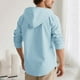 thumbnail image 2 of Blusa de manga larga con capucha para hombre, informal, de verano, de manga larga, con botones, tipo cárdigan, chaqueta con capucha, camisa de poliéster para hombre, 2 of 7