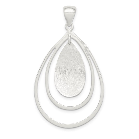Sterling Silver Polished & Textured Teardrop Pendant QP4312