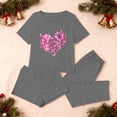 thumbnail image 4 of asdoklhq Silk Pajamas for Women 3PCS Women's Home Casual Pants Short Sleeves Tops and Shorts Pajamas Set Dark Gray XL, 4 of 8