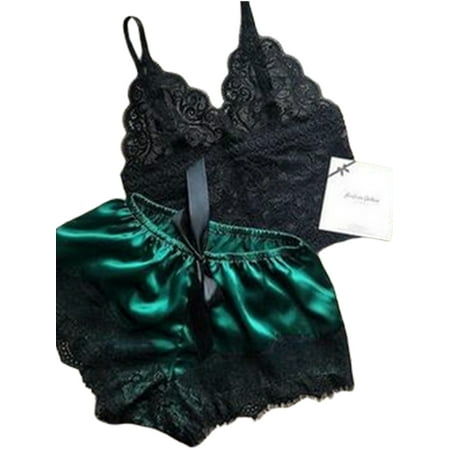 

Listenwind 2Pcs Women Sleeve Pajama Lace Strap Top Camisole Sexy Sleepwear