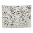 thumbnail image 5 of ONETECH  Abstract Woman Face Tapestry Floral Leaves Butterfly Art Line Lady Beige Black Flower Aesthetic Modern Sketch Minimalist Simple Wall Hanging Bedroom Living Room Dorm Decor, 5 of 6