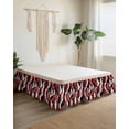 thumbnail image 2 of Red Stripe Wrap Around Bed Skirts for King Bed 16" Drop,Bed Skirt with Adjustable Elastic Belt Dust Ruffle Bed Valance for Bedroom Hotel Grey White Ombre Geometric Modern Abstract Bed Frame Cover, 2 of 7