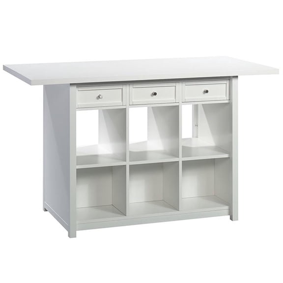 Pemberly Row Traditional 60inches Crafts Table in White Finish