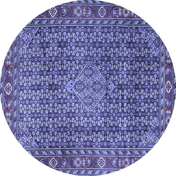 Ahgly Company Indoor Round Persian Blue Traditional Area Rugs, 7' Round