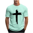 thumbnail image 3 of DDAPJ pyju Jesus Faith Shirts Men's Cross Print Short Sleeve T Shirt Slim Fit Crewneck Tee Shirt Casual Streetwear Tops Mint Green M, 3 of 6