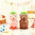 thumbnail image 4 of Kawaii Bear Sippy Cup, 20oz Clear Bears Plastic Cup with Lid and Straw, Cute Bear-Shape Bottle Cocktail & Coffee Mugs for Juice Milk Tea Smoothies Infused Water Beverage Home Bar and Parties, 4 of 10